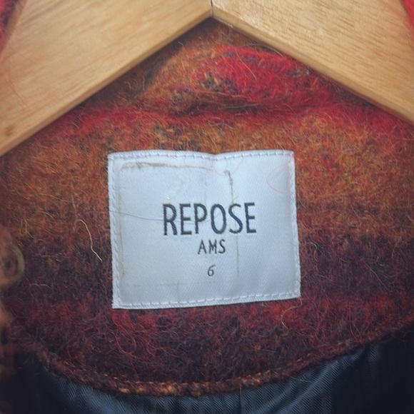 Repose AMS girls size 6 peacoat wool mohair alpaca blend red plaid - Picture 2 of 8